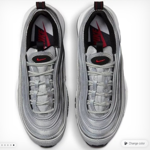 Nike Air Max 97 QS GS Metallic Silver/Varsity Red/White Grade School Kids' Shoe - Picture 4 of 16